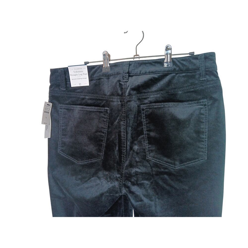 New Talbots Velveteen Straight Leg Pants Black Women’s Size 12 High Waist - Picture 9 of 16